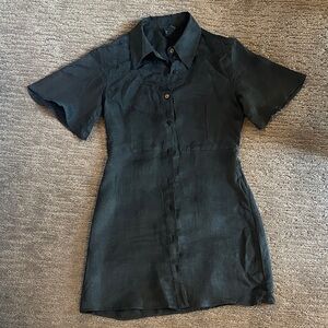 ZARA Black Button-Down Collared Dress